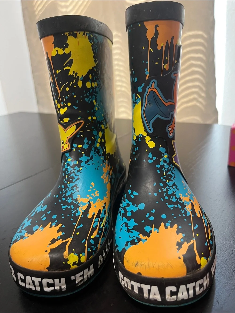 Pokemon Black Blue Orange Yellow Kids Rain Boots with Pikachu Charizard Gengar